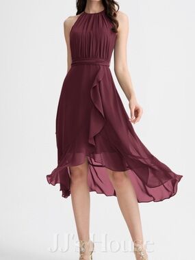 JJ's House Vadele Cabernet Bow Chiffon Midi Dress #264751 size 16 NWT
